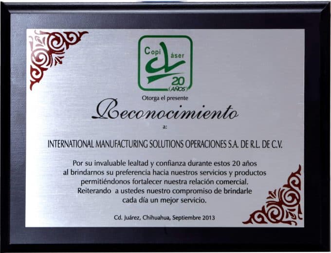 Recognition for services provided